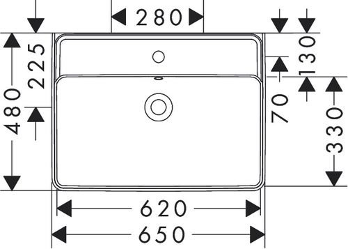 Hansgrohe-Xanuia-Q-Aufsatzwaschtisch-geschliffen-650-480-mit-Hahnloch-und-Ueberlauf-Weiss-60252450 gallery number 1